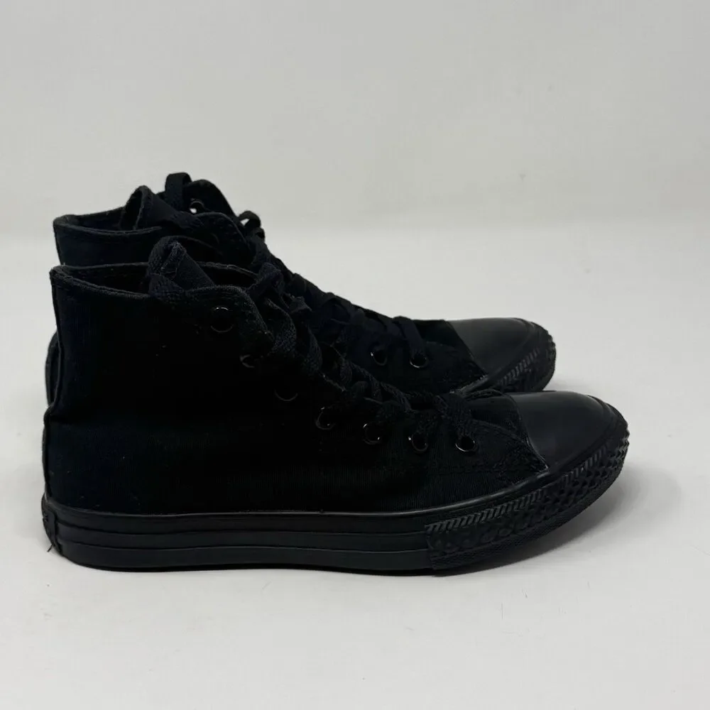 Converse All Star High Shoes Youth Girls Boys Size 3 Triple Black Canvas Sneaker